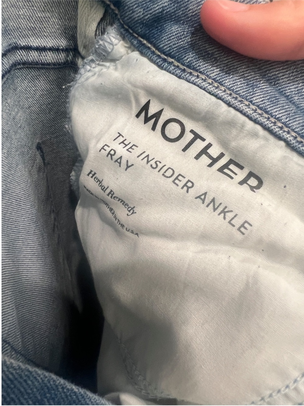 MOTHER Light Blue Cropped Straight Jeans “Insider Ankle Fray in Herbal Remedy” - Picture 4 of 5
